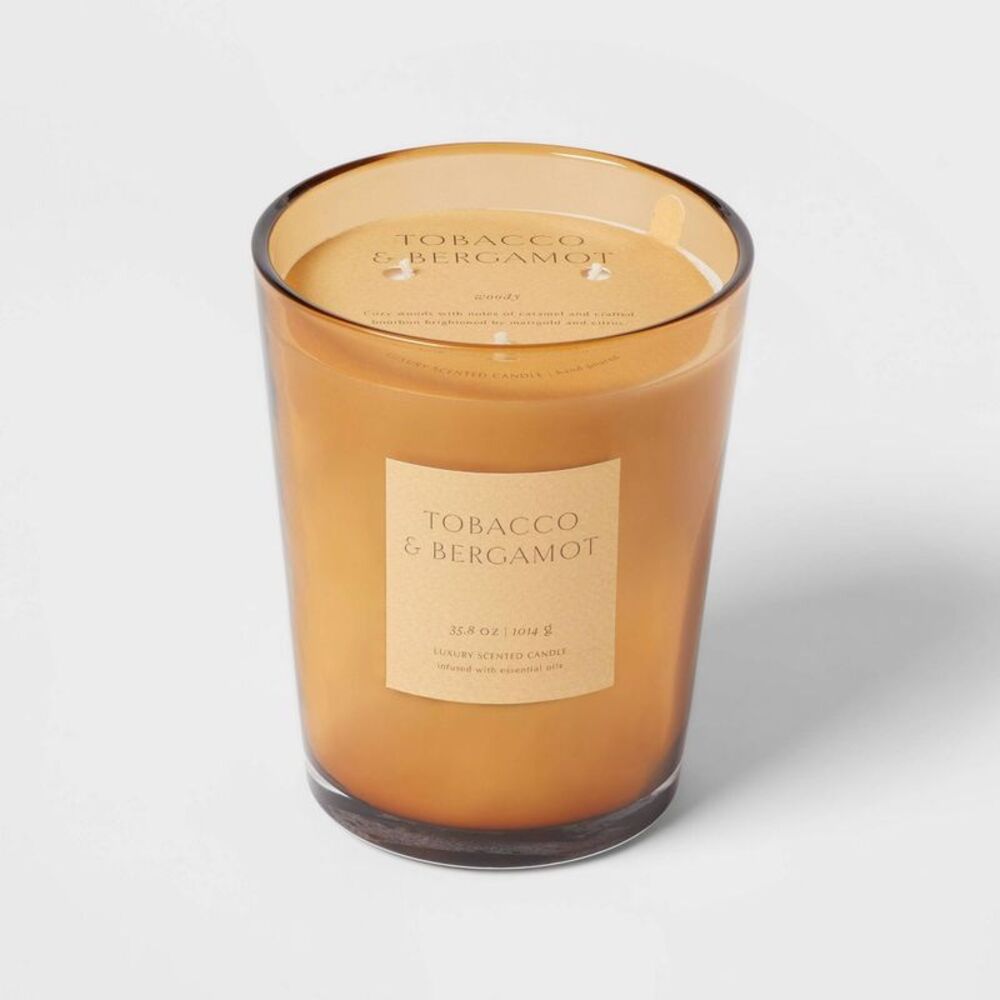 Open Box - Threshold - 35oz Colored Vase Glass with Dustcover Tobacco and Yellow